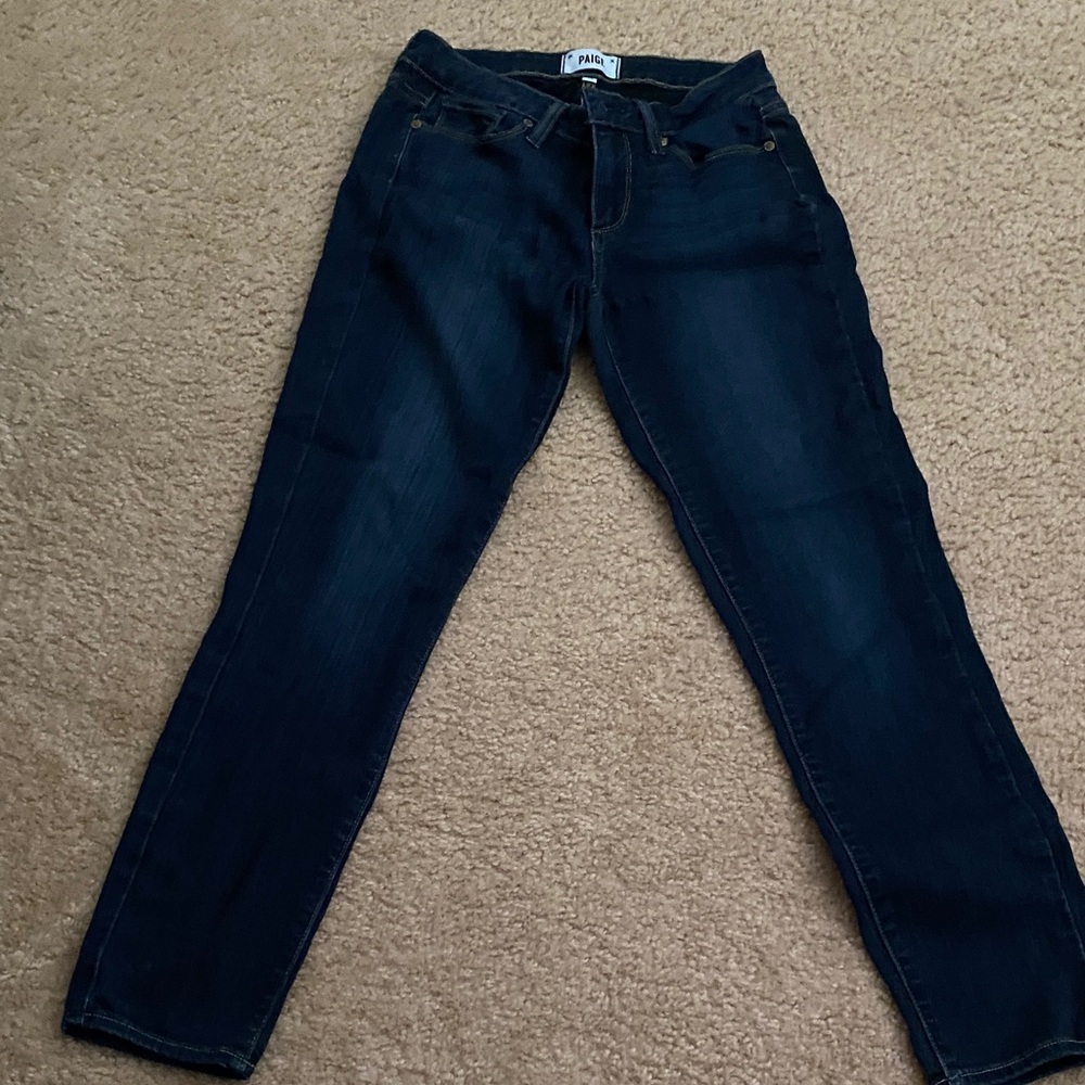 PAIGE Dark Blue Straight Leg Jeans